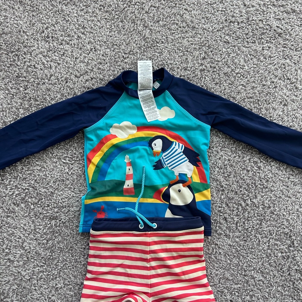 Boden Kids Swim Set with Puffin Design 18-24mos